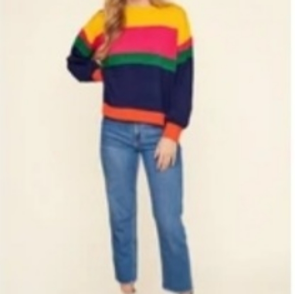 Sugarlips Boutique Briane Oversized colorblock sweater NWT - Picture 2 of 5
